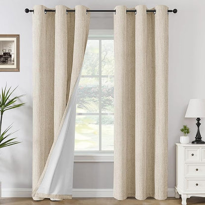 H.VERSAILTEX 100% Blackout Curtains Linen Textured Chenille Curtains Thermal by HVERSAILTEX
