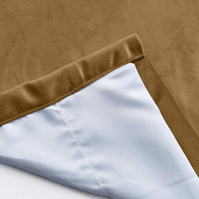 ChadMade Extra Wide Blackout Lined Premium Velvet Curtain Sable 120Wx84L Inch - Image 5