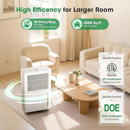 2, 500 Sq.Ft Dehumidifier with Drain Hose, 30 Pints Dehumidifiers - Image 3