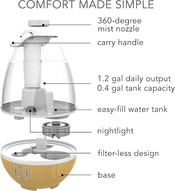 Sharper Image UHT1-SI Ultrasonic Cool Mist Humidifier, 0.4 Gallon Water Tank - Image 4