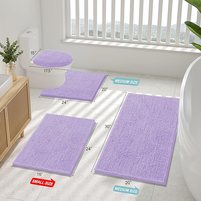 Smiry Luxury Chenille Bathroom Rugs 44x24, Extra Soft and Absorbent Shaggy Bath - Image 2