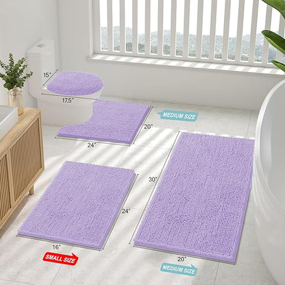 Smiry Luxury Chenille Bathroom Rugs 47x24, Extra Soft and Absorbent Shaggy Bath - Image 2