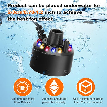 FITNATE Mist Maker, 12 LED Mister Fogger Water Fountain Pond Fog Machine - Image 4