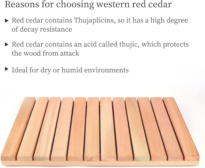 bingaai Cedar Wood Shower Mat, Cedar Wooden Bath Mats, Wood Bath Mat 23.6 × - Image 2