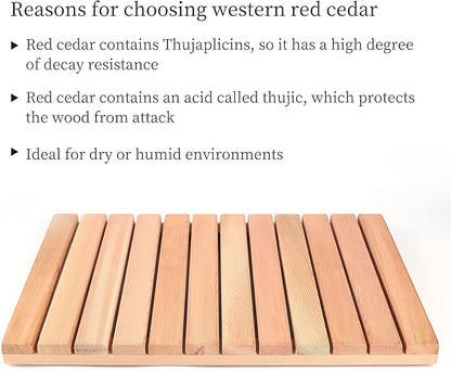 bingaai Cedar Wood Shower Mat, Cedar Wooden Bath Mats, Wood Bath Mat 23.6 × - Image 2