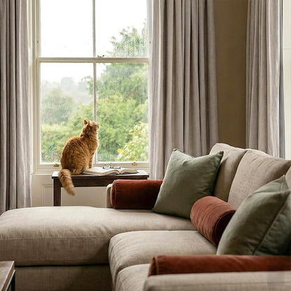 RYB HOME Natural Beige 100% Blackout Linen Curtains 78 inch Long, Thermal - Image 5