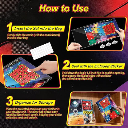 200 Pack Current Comic Book Bags and Boards, Thick Acid-Free Comic Books - Image 5