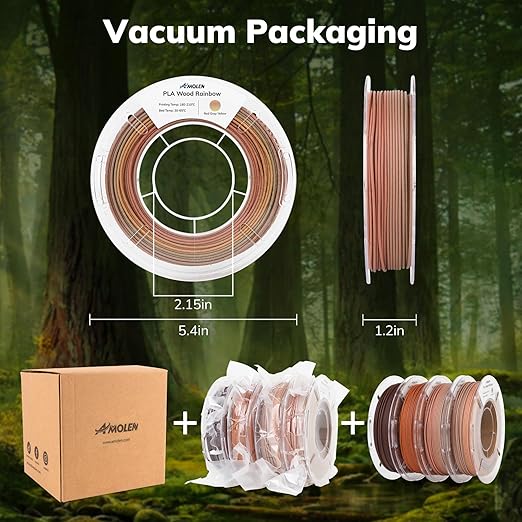 AMOLEN Wood Pla 3D Printer Filament Wood Pla Gradient Matte Finish Bundle 1.75mm - Image 6