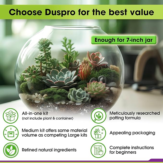 DUSPRO Recycle Terrarium Kit, Include Potting Soil, Sphagnum Moss, Decorative - Image 5