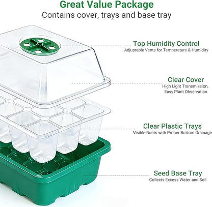 Seed Starter Kit 10-Pack with Humidity Dome, 120 Cells Propagation Trays & Base - Image 3