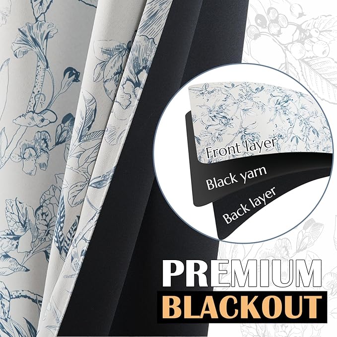 jinchan Floral 95% Blackout Curtains - Image 4