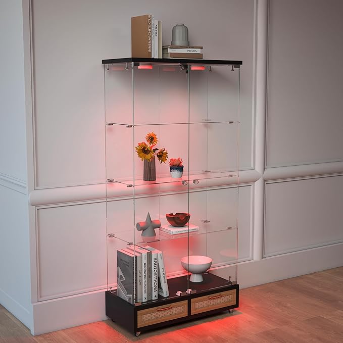 Yoluckea 4-Tier Glass Display Cabinet - Image 8