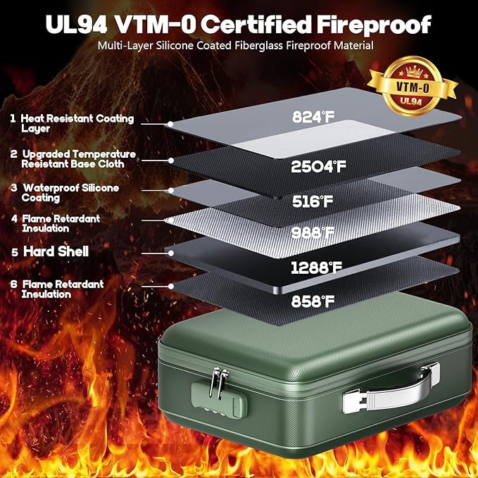 Fireproof Document Box, Hard Case Highly Flame-Resistant Fire Proof Waterproof - Image 2