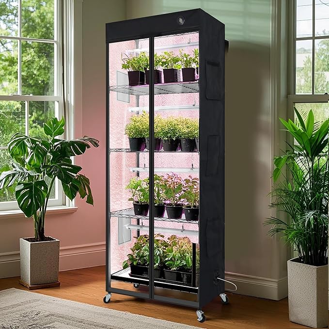 WORTH Mini Greenhouse with LED Grow Lights & Digital Thermo-Hygrometer – - Image 8