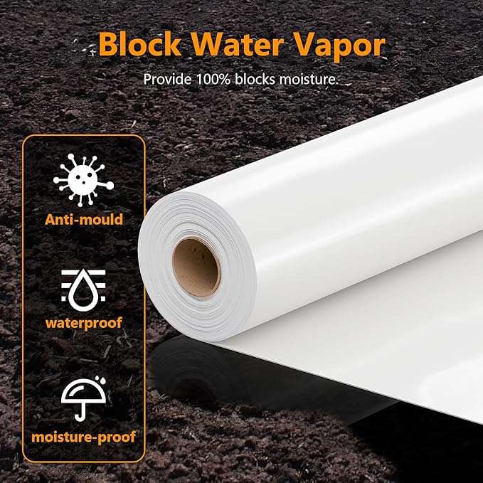 Crawl Space Vapor Barrier, 10mil Film, Heavy Duty Polyethylene Film, Drop Cloth - Image 4