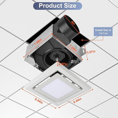 Bathroom Exhaust Fan with Light, 110 CFM Bath Ventilation Fans with 1200lm LED - Image 2
