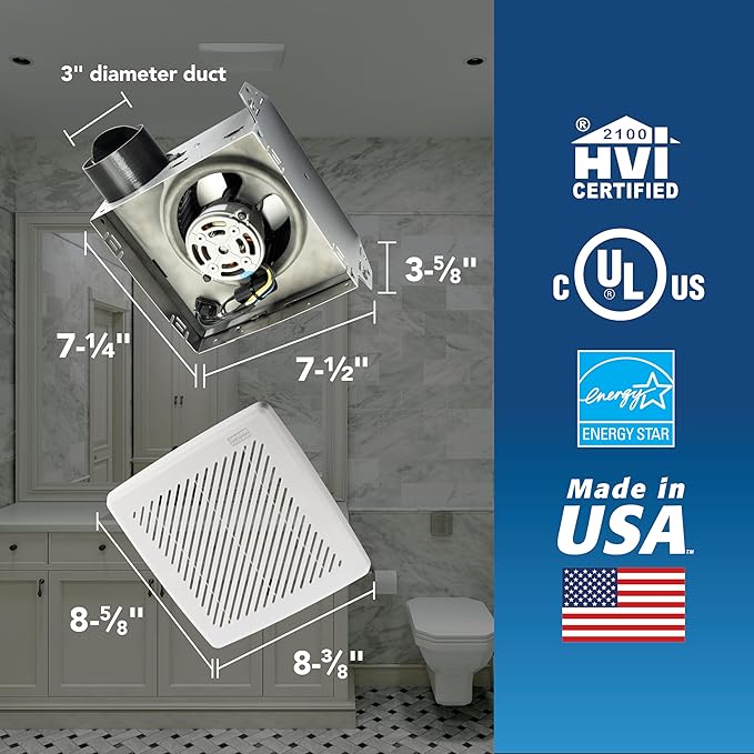 Broan-Nutone® Bathroom Exhaust Fan, 50 CFM Modern Grille, Energy Star Fan - Image 4