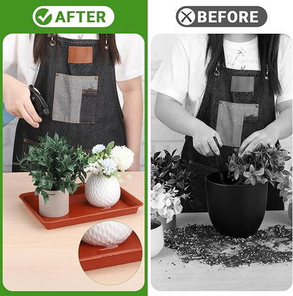 GREANER 11 Inch Red Plant Saucer, 3 Packs Plastic Plant Trays - Image 5