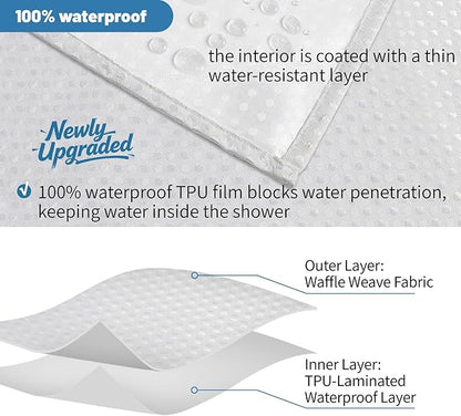 2-in-1 Waterproof Fabric Shower Curtain - Image 5