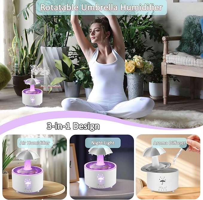 Humidifier for Bedroom, Rotating Umbrella Diffuser - Image 4
