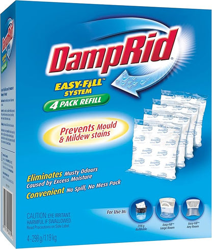 DampRid - Fragrance Free Moisture Absorber 10.5 oz. Easy Fill Refill Packs - 4 by DampRid