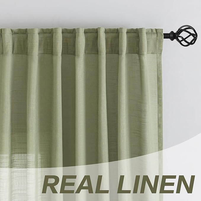 DONREN Sage Green Back Tab Curtains 78 Inches Long 2 Panels - Image 7