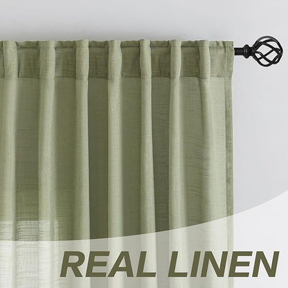 DONREN Sage Green Back Tab Curtains 80 Inches Long 2 Panels - Image 7