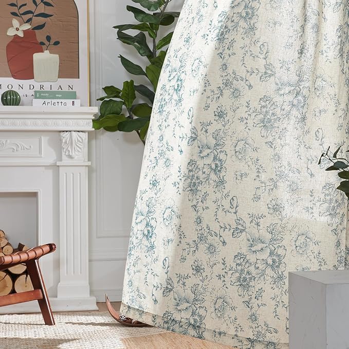 jinchan Linen Floral Curtains Extra Wide - Image 8
