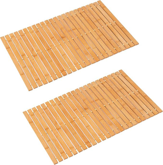 Bath Mat Bathroom Rugs Floor Wood Shower Bathtub Waterproof Non Slip Natural by Fovlaurs