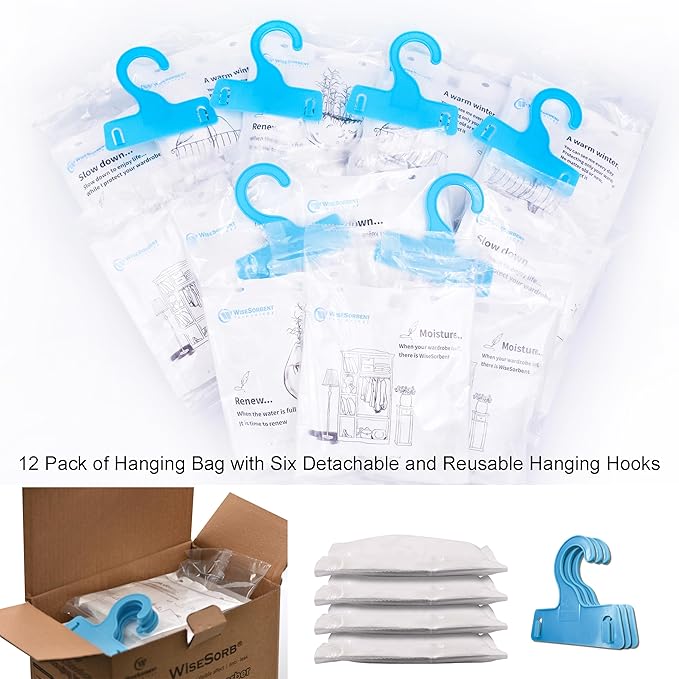 Moisture Absorber Refill Hanging Bags, 12 Pack – Calcium Chloride Dehumidifier - Image 9