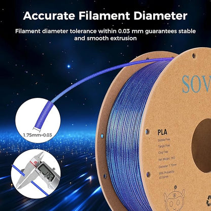 Sovol Silk PLA Filament with Blue Glitter 1kg 1.75mm, Color Changeable 3D - Image 5