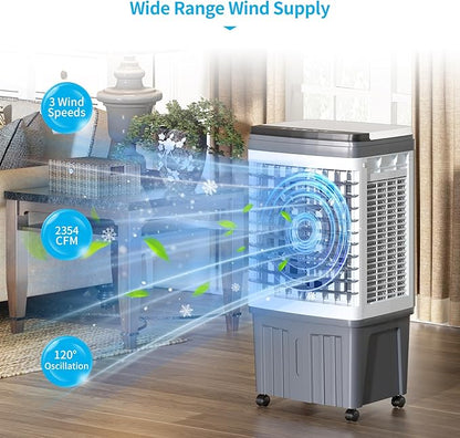 TABU 2354CFM 3-in-1 Evaporative Air Cooler, 6.6-Gal Water Tank Portable Swamp - Image 3