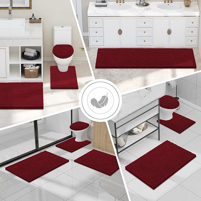 Smiry Luxury Chenille Bathroom Rugs 30x20, Extra Soft and Absorbent Shaggy Bath - Image 7
