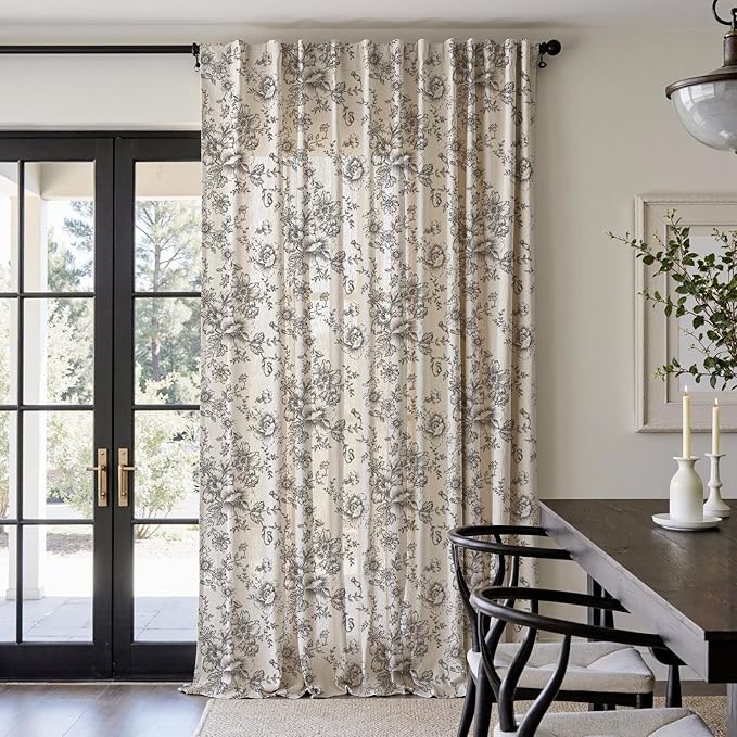 jinchan Linen Floral Curtains 100 Inch Extra Wide - Image 2