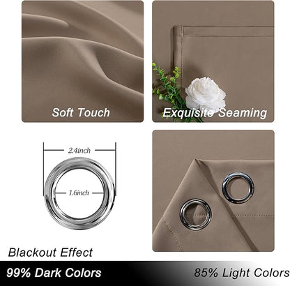 Hiasan Patio Sliding Door Curtain Panel, Camel Room Divider Grommet Blackout - Image 2