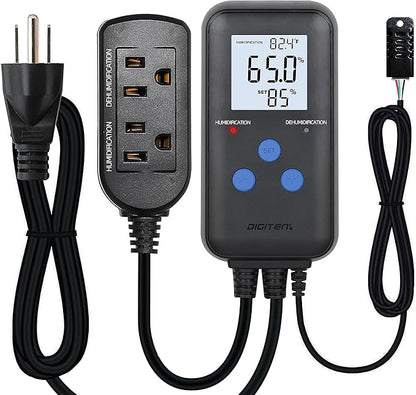 Digital Humidity Controller, Pre-Wired Humidity Controlled Dual Stage Outlets by SENSTREE