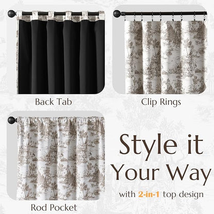 jinchan 95% Blackout Toile Curtains - Image 5