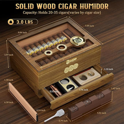 Cigar Humidor, Glass Top Desktop Cigars Case - Image 4