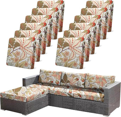 12Pcs High Elastic Digitally Printed Sofa Seat Cushion Cover, Soft & by CALBODE