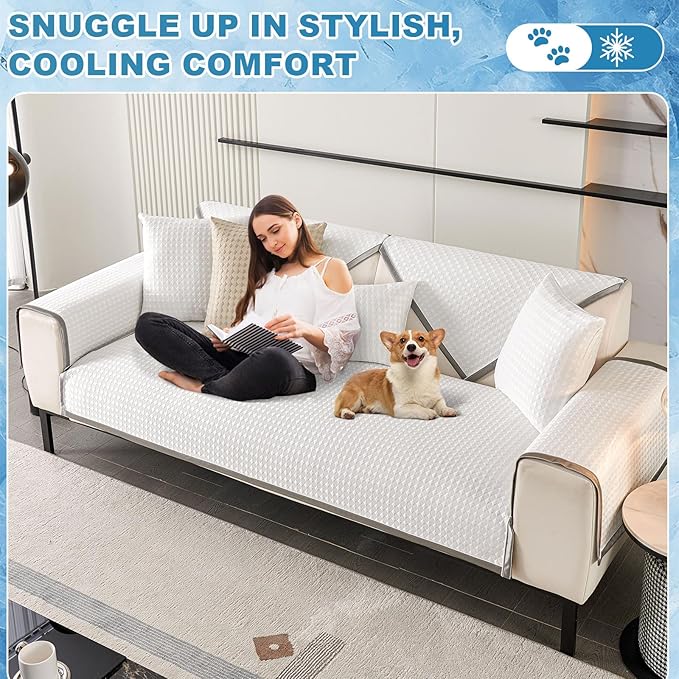 OTOB Cooling Dog Couch Cover Ice Silk Fiber, Washable & Non Slip Sofa - Image 9
