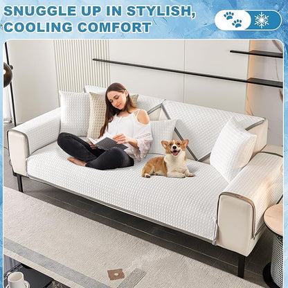 OTOB Cooling Dog Couch Cover Ice Silk Fiber, Washable & Non Slip Sofa - Image 2
