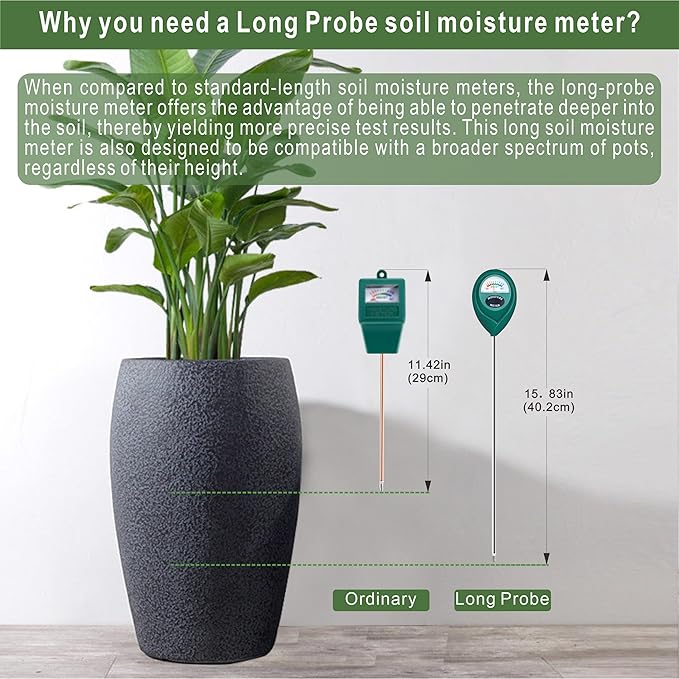 XLUX Long Probe Deep Use Soil Moisture Meter, Water Monitor Indicator Sensor - Image 2