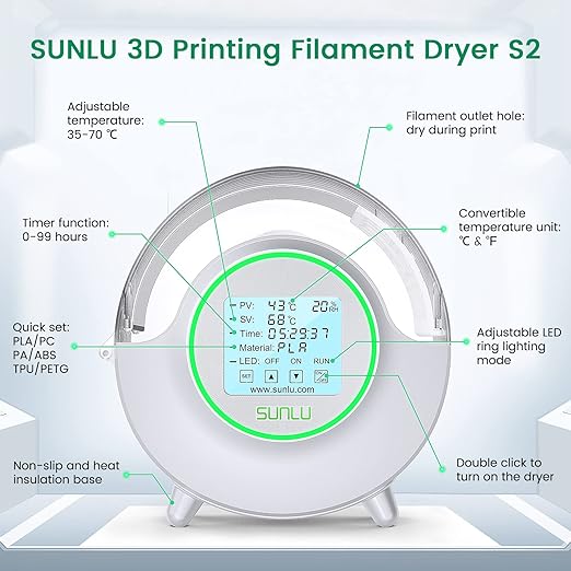 SUNLU Official Filament Dryer S2 Plus, 70℃ Max Temperature, Built-in - Image 5