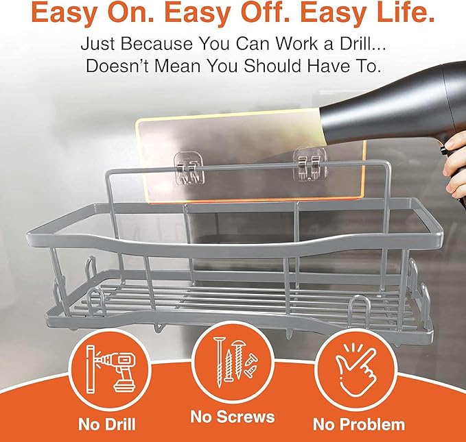 Shower Caddy Bathroom Shelves, The Athena Silken 4 Set, 40LB Capacity, Adhesive - Image 5