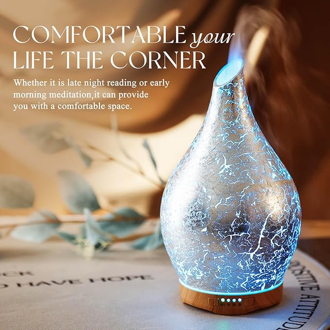 Porseme 280ml Essential Oil Diffuser, 3D Glass Aromatherapy Diffusor, - Image 6