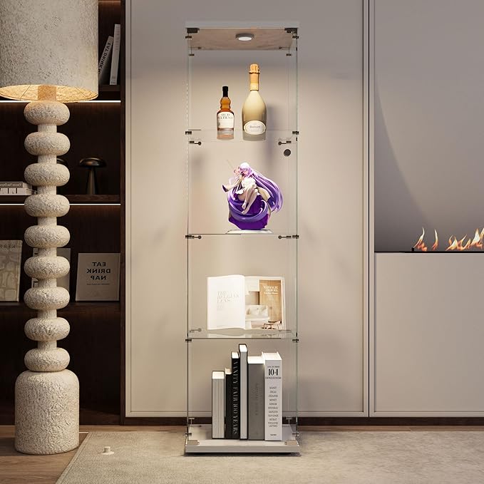 Yoluckea 4 Tiers Glass Display Cabinet - Image 6