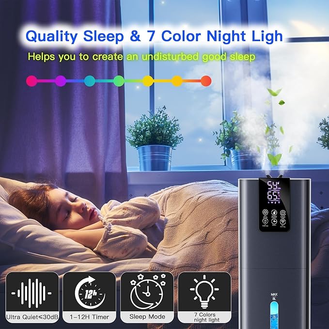 Smart Humidifiers Large Room Bedroom Home, 2.11Gal Quiet Top Fill Cool Mist - Image 7