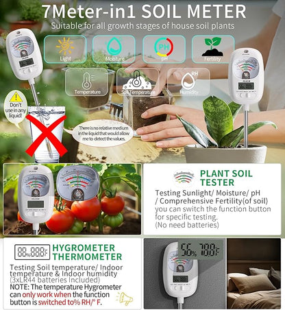 HSLGOVE Soil Test Kit, 7-in-One Soil Moisture Meter/Soil PH Meter/Fertility - Image 3