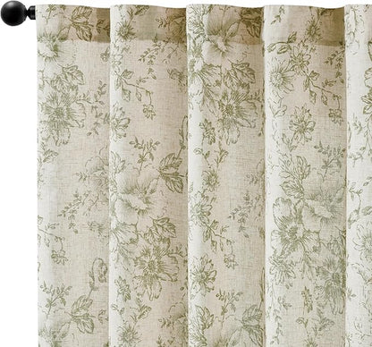 jinachan Linen Blend Floral Curtains - Image 9