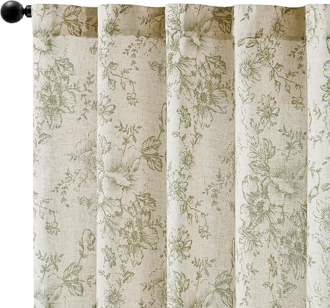 jinchan Linen Blend Floral Curtains - Image 7